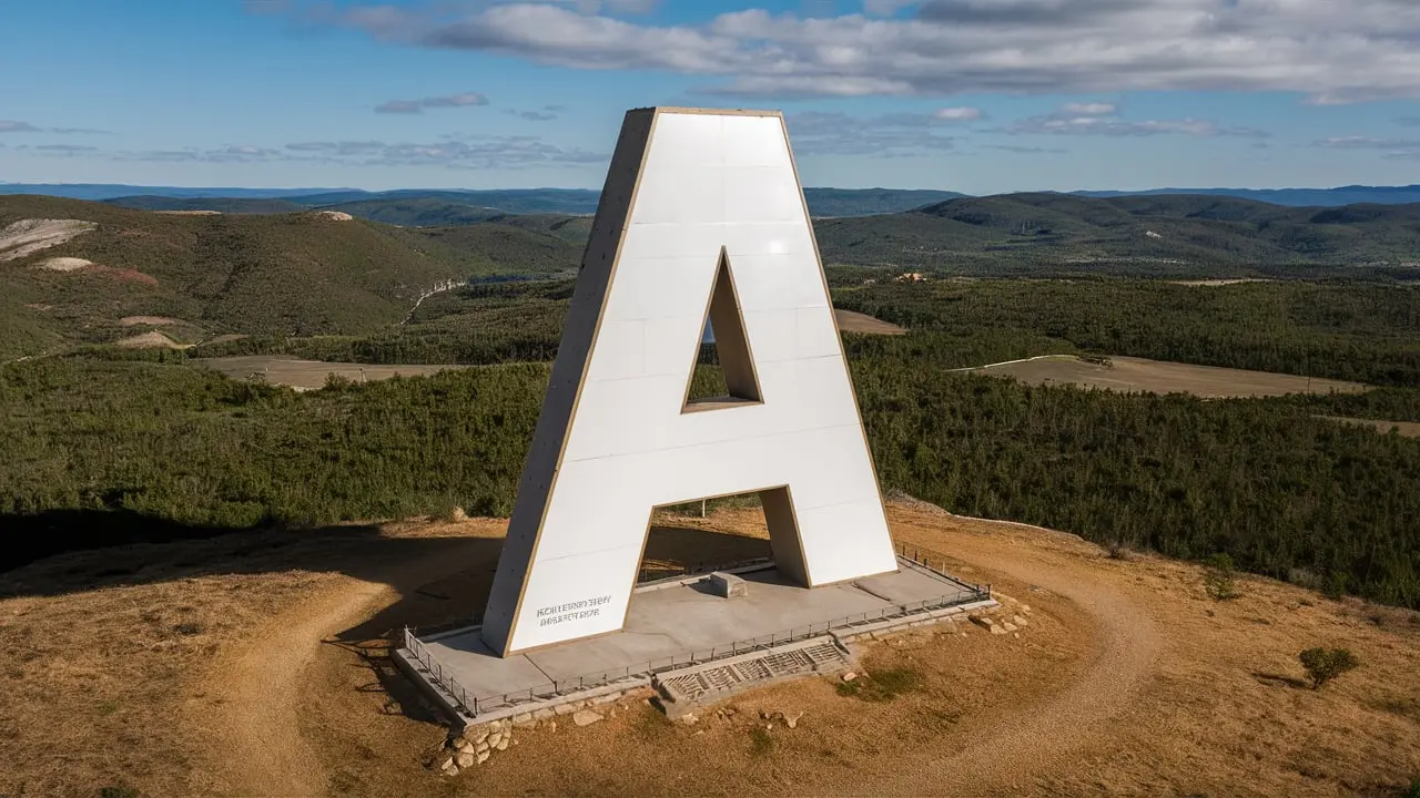 a 60 ft tall letter a sits at hayden butt